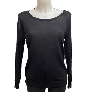 GERARD DAREL PARIS Andromaque Black Fine Knit Mesh sleeves Top size 2/ small NEW